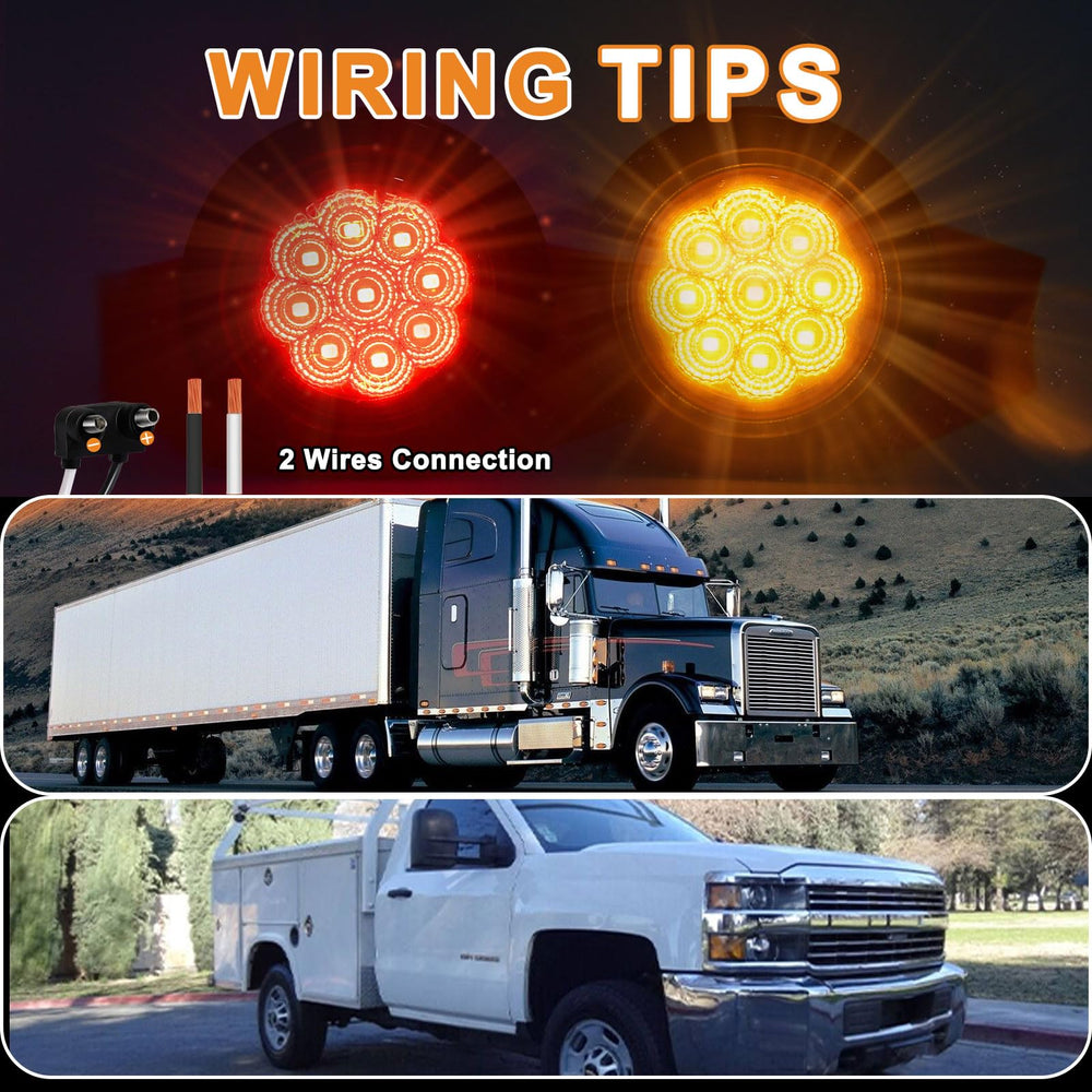 Wodvyss red 9-led round marker light close-up with high-contrast signaling