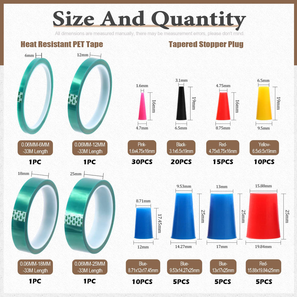 Wokape high-temp silicone plugs close-up for durable masking