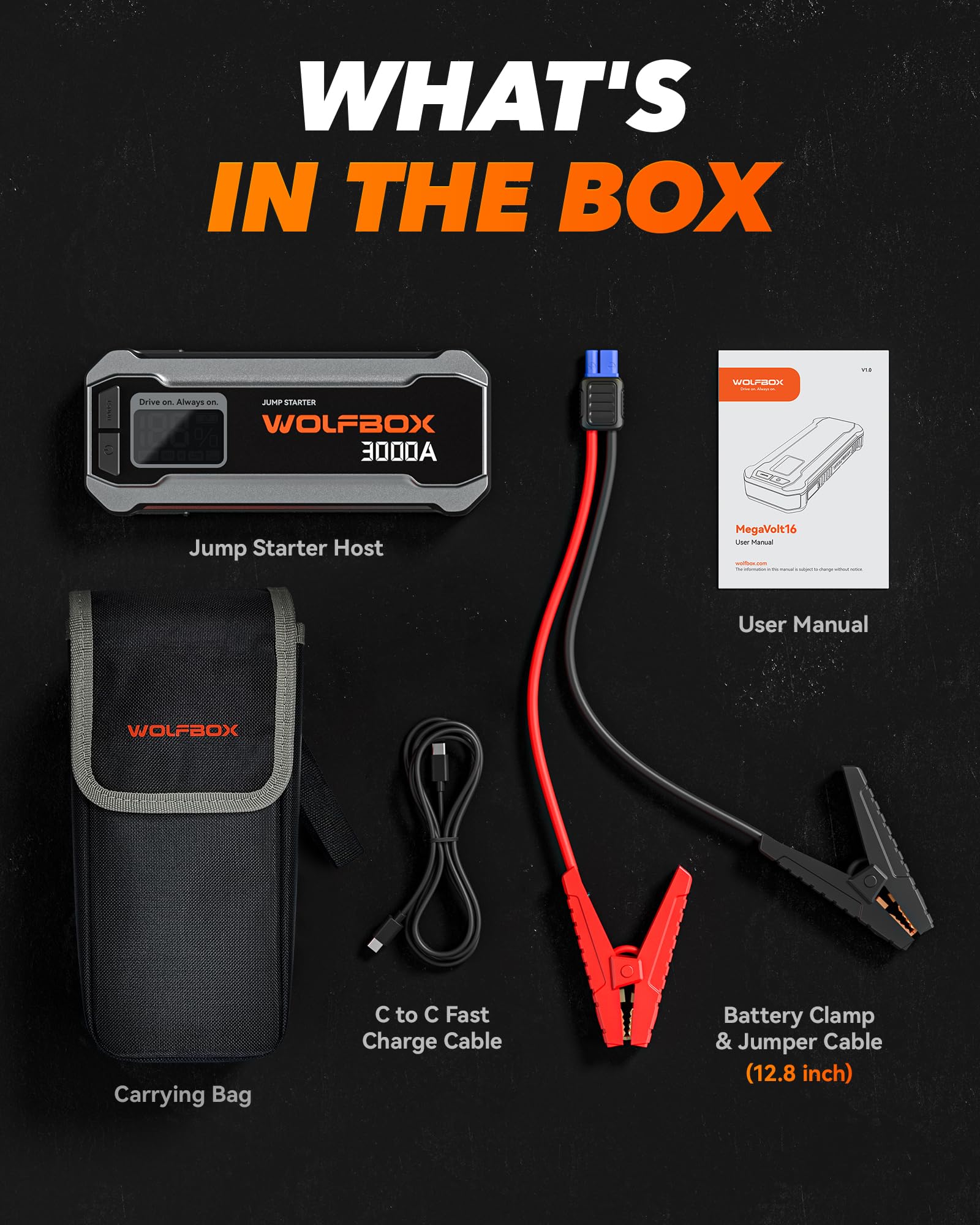 WOLFBOX 3000A IP64-rated protection against dust and splashes.