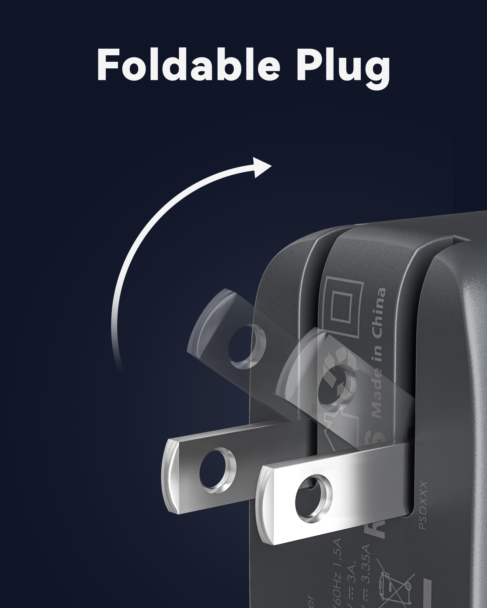 Wolfbox 65W PD charger USB-C port highlighted for quick power delivery.