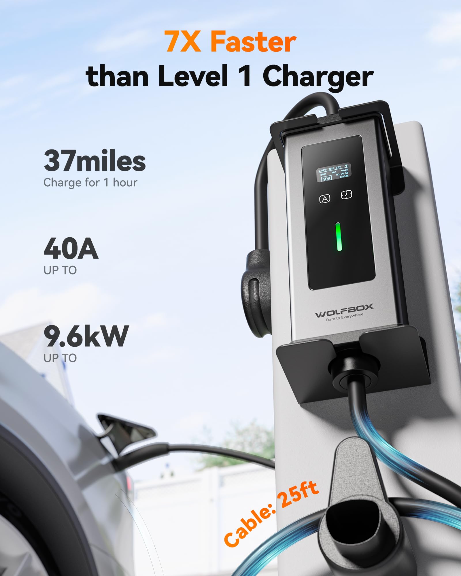 WOLFBOX EV charger port-door-button with convenient automatic access
