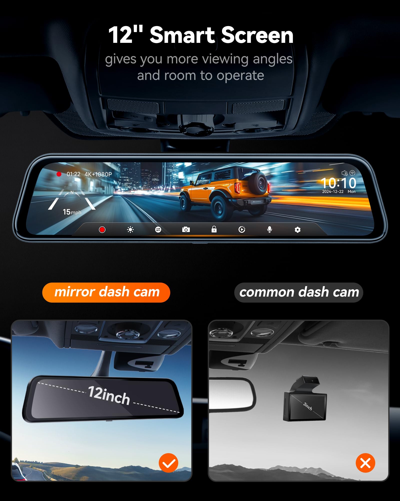 WOLFBOX mobile app live view streaming from the dash cam to a phone