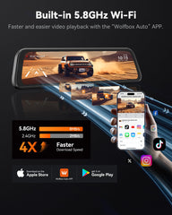 WOLFBOX mirror dash cam installed in a vehicle improving rear visibility