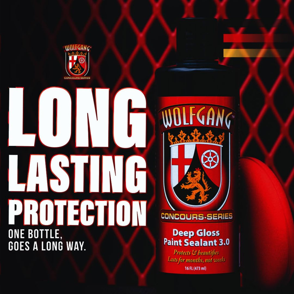 Wolfgang Deep Gloss Paint Sealant water beading demonstrates hydrophobic protection.