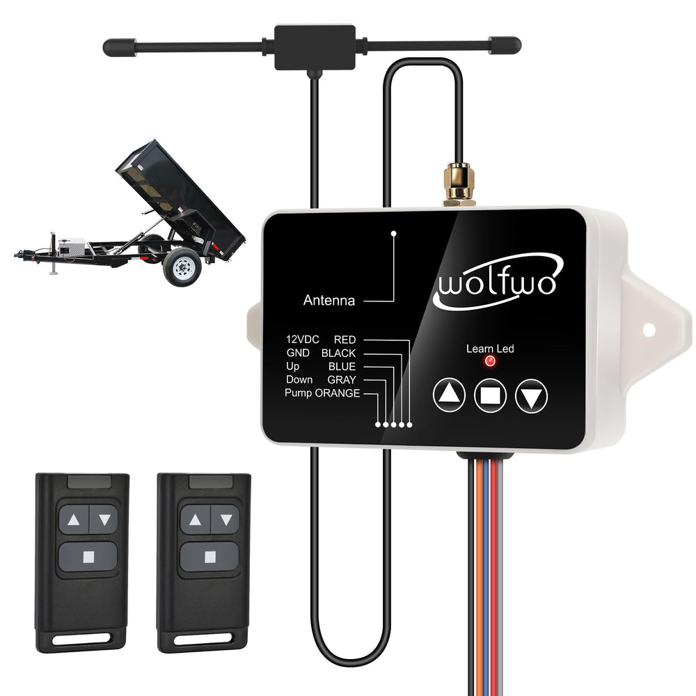 wolfwo dump trailer remote controller shows compact handheld design for safer operation
