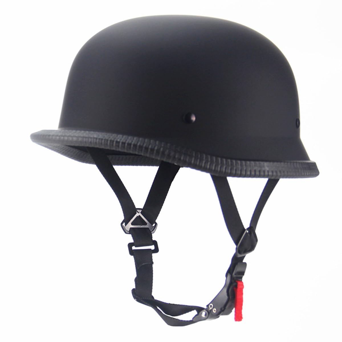 Woljay vintage half helmet front view in matte black with DOT protection