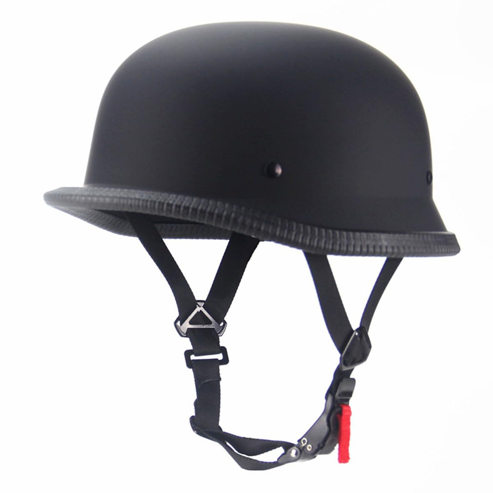 Woljay vintage half helmet front view in matte black with DOT protection