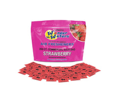 Wonder Wafers strawberry under-seat design releasing long-lasting car fragrance.