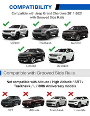 Wonderdriver grooved side rails cross bars fit Grand Cherokee for stable mounting