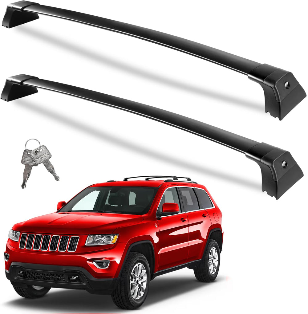 Wonderdriver heavy-duty cross bars on Jeep Grand Cherokee secure 300lb capacity