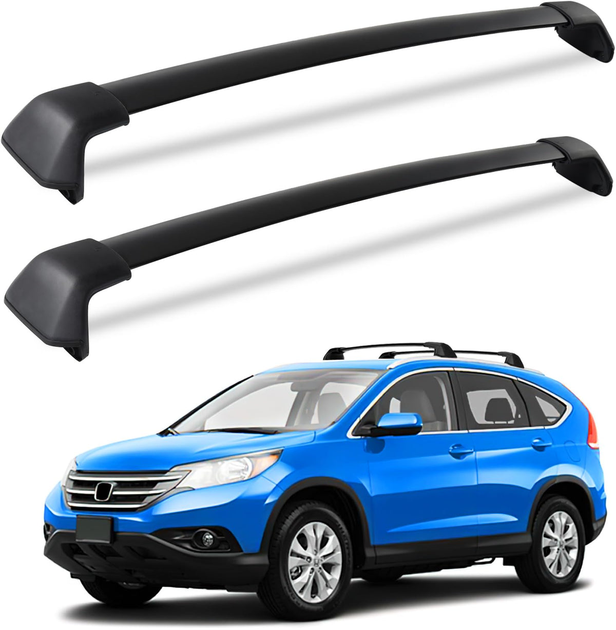 Wonderdriver Honda CR-V crossbars installed on roof rails offer secure luggage transport