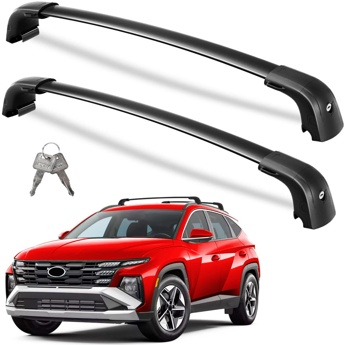 Wonderdriver roof rack crossbars compatible with Hyundai Tucson flush side rails for secure luggage