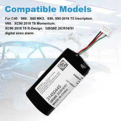 WONKEGONKE Volvo siren battery GBQ6E P0839A supports Volvo security features