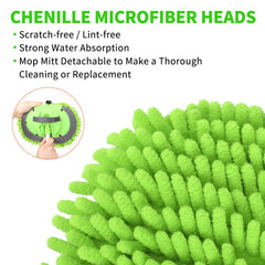 Removable brush head converts to a car wash mitt for versatility.