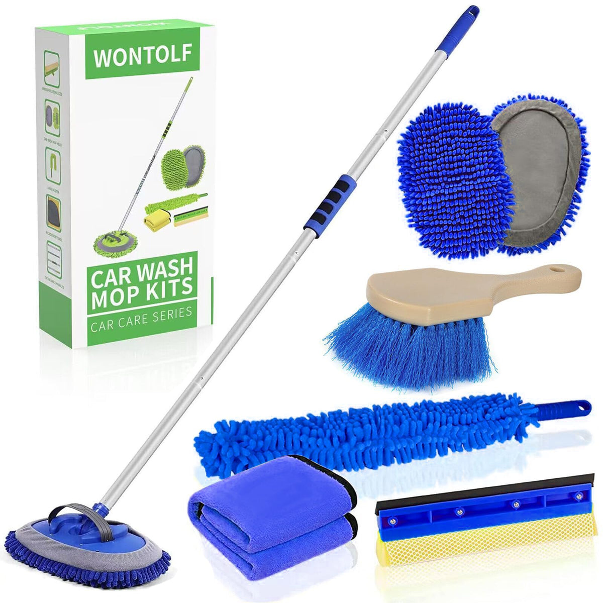 Wontolf 62-inch car wash brush kit with all parts for comprehensive exterior cleaning.