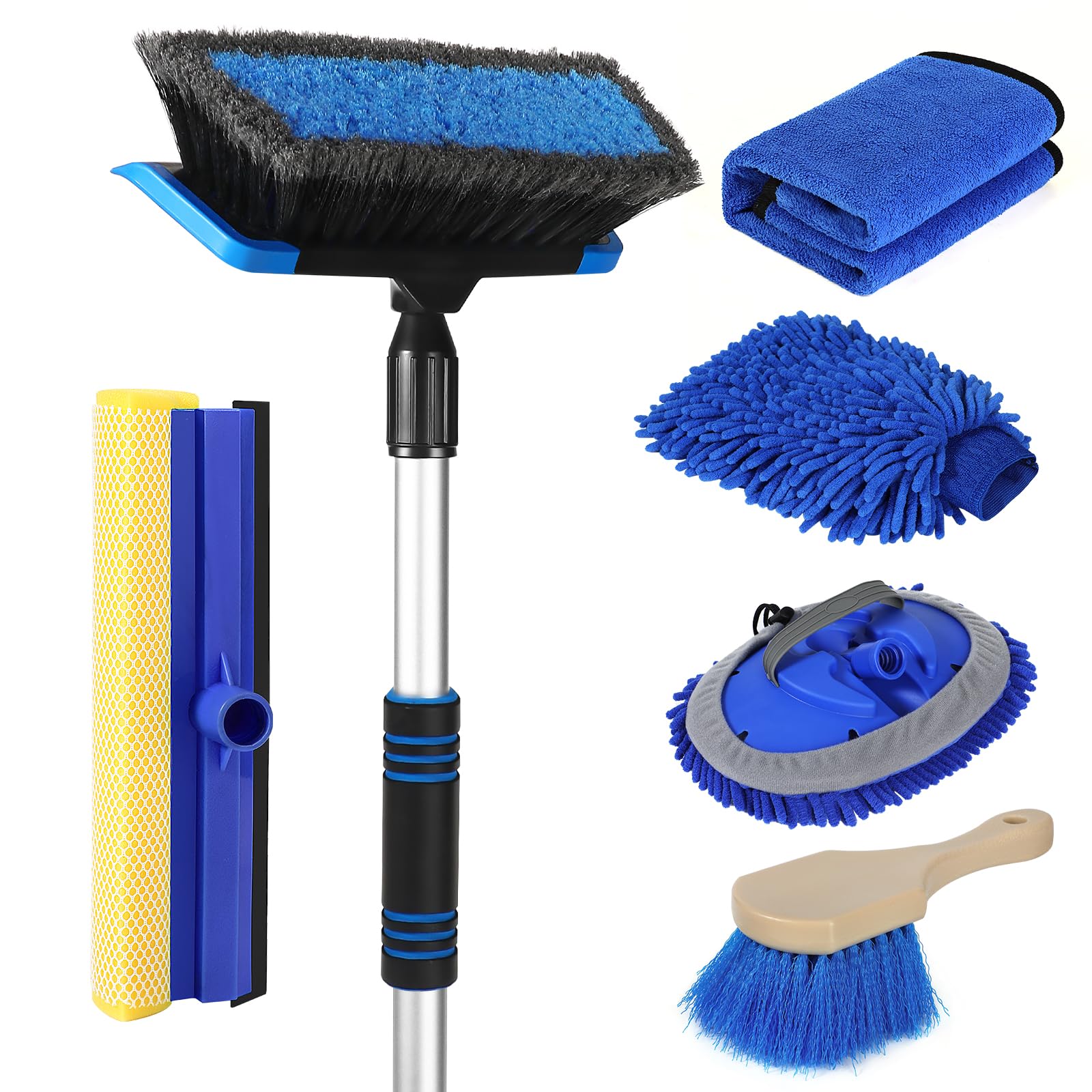 Wontolf 62 inch car wash brush long handle reaching roofs without bending