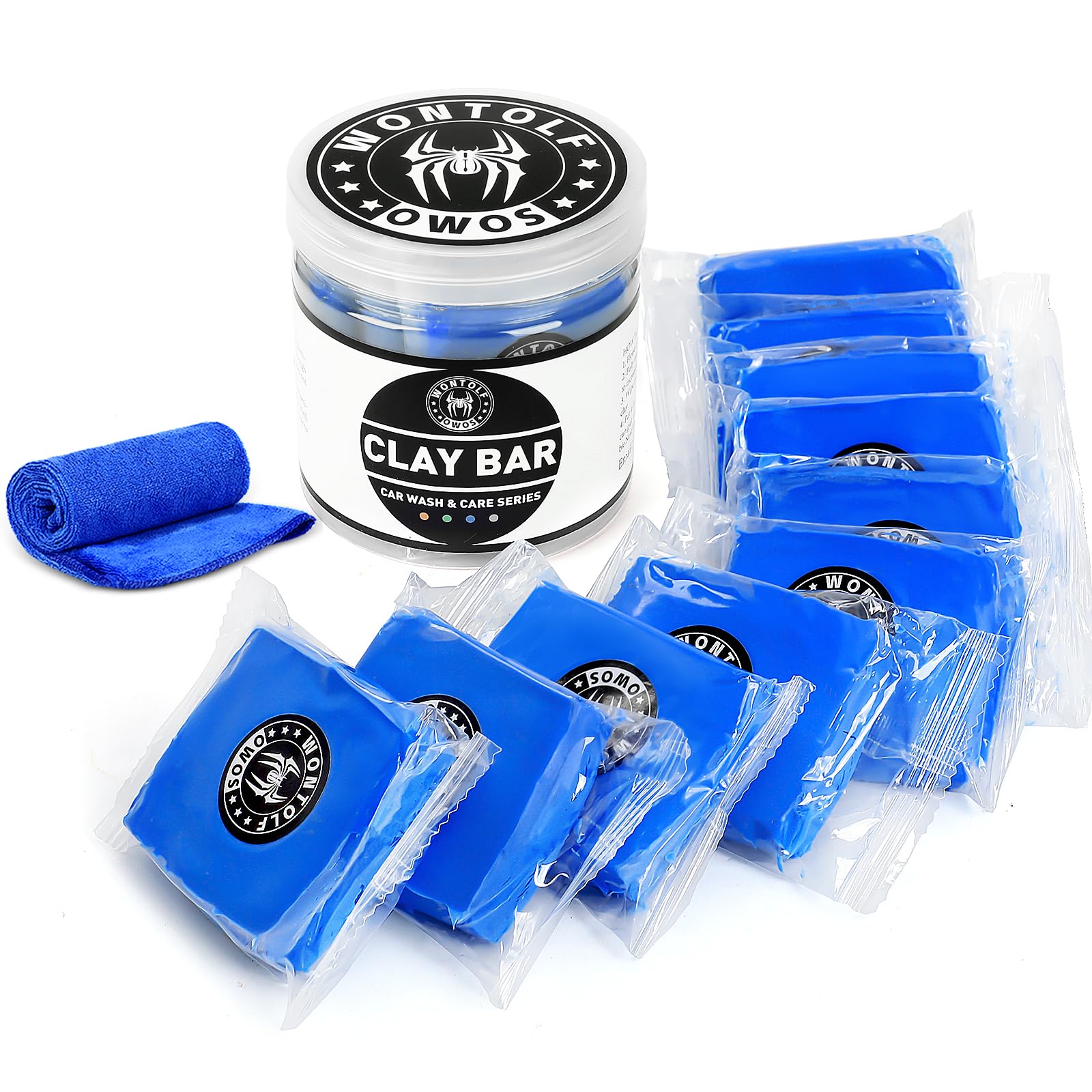 Wontolf 10-pack clay bars ready for thorough car detailing.
