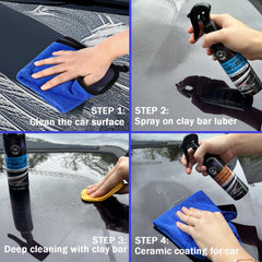 Wontolf premium clay bar detail close-up highlights fine removal of oxidation and grime.