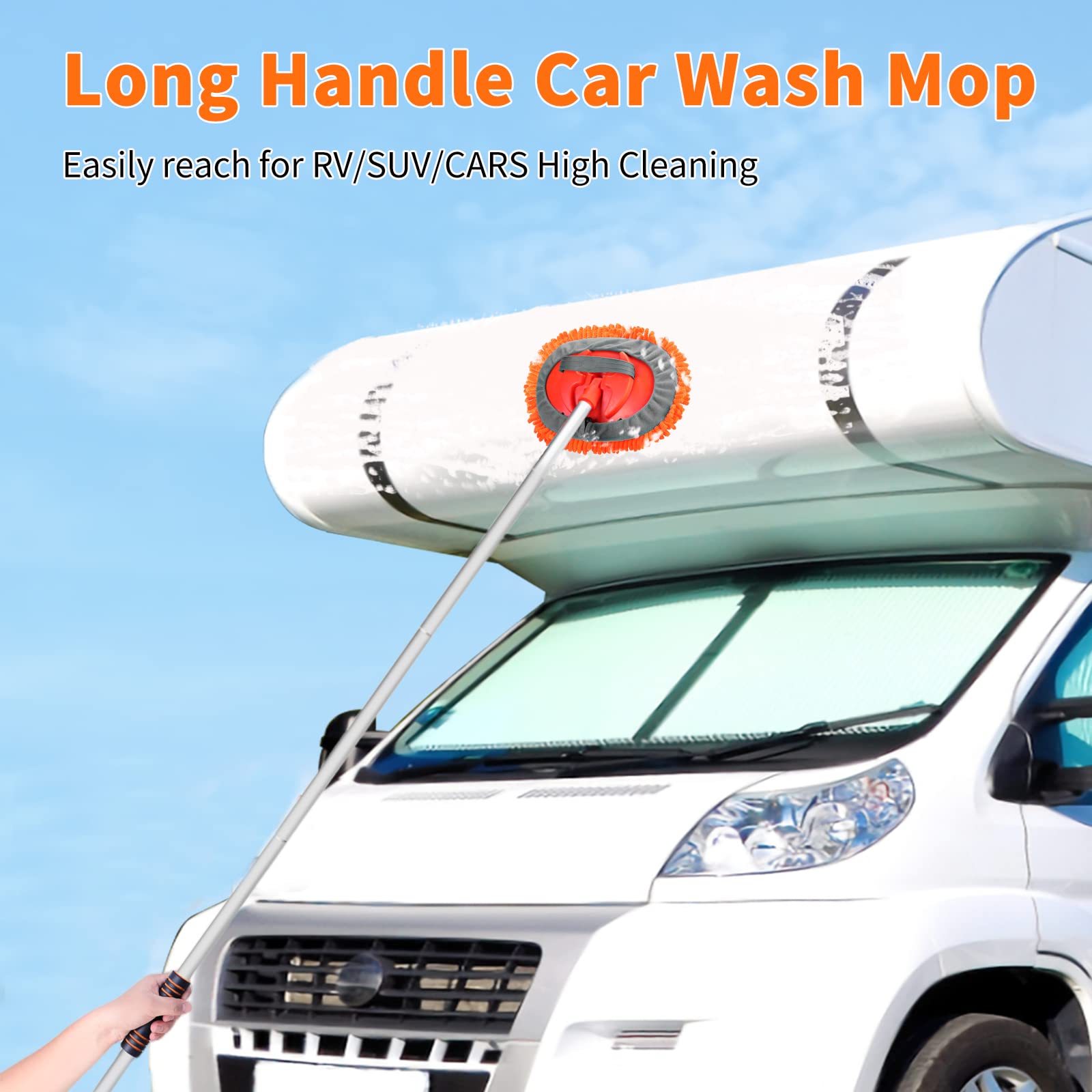 Wontolf soft-bristle two-in-one car wash brush safely cleans surfaces.