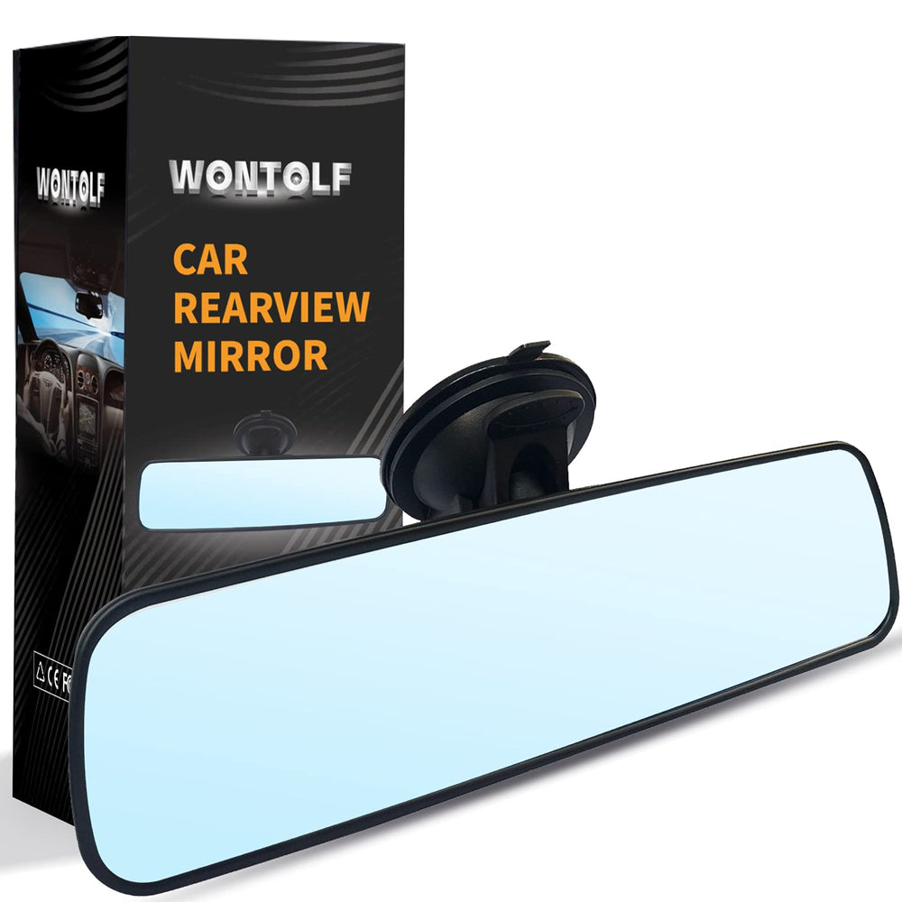 Wontolf universal rear view mirror with suction cup improves windshield visibility for drivers.