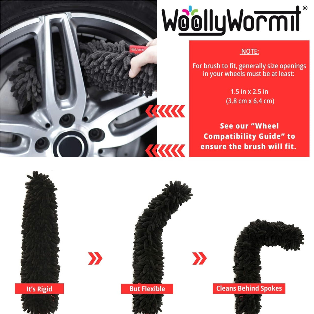 WOOLLYWORMIT integrated lug nut cleaner targets lug nuts quickly.