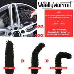 WOOLLYWORMIT integrated lug nut cleaner targets lug nuts quickly.