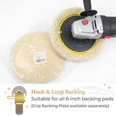 Woolous wool buffing pad 7 Inch close-up of twisted 4-ply fibers for durability.