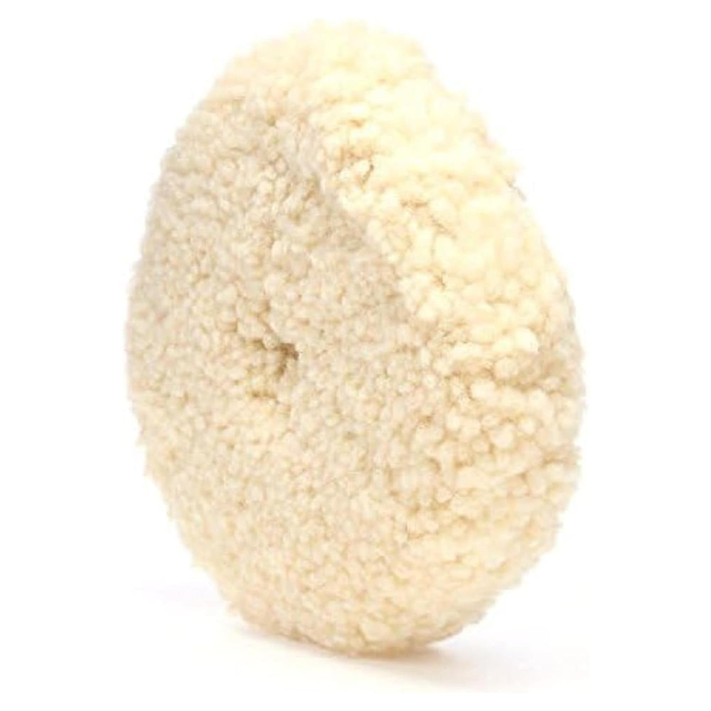 Woolous Wool Buffing Pad 8in double-sided front view for aggressive cutting on finishes.
