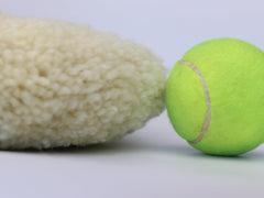Woolous Wool Buffing Pad 8in with compounds demonstrating polishing workflow.