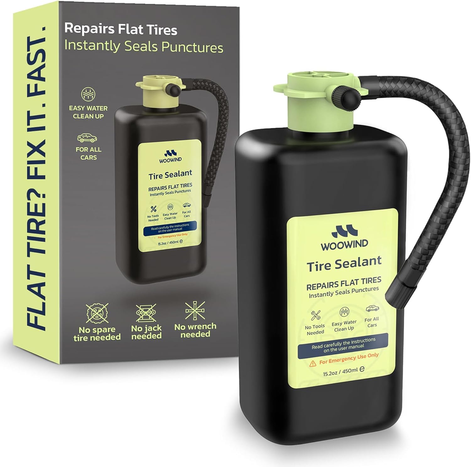 Woowind 15-22oz bottle for emergency puncture sealing on the road.