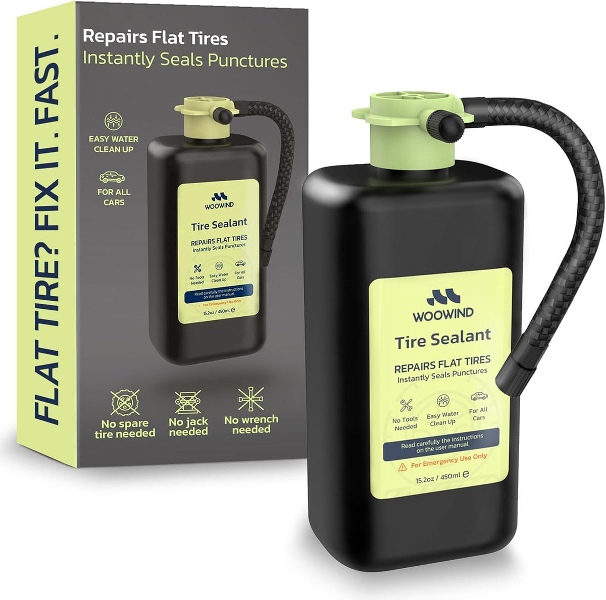 Woowind 15-22oz bottle for emergency puncture sealing on the road.