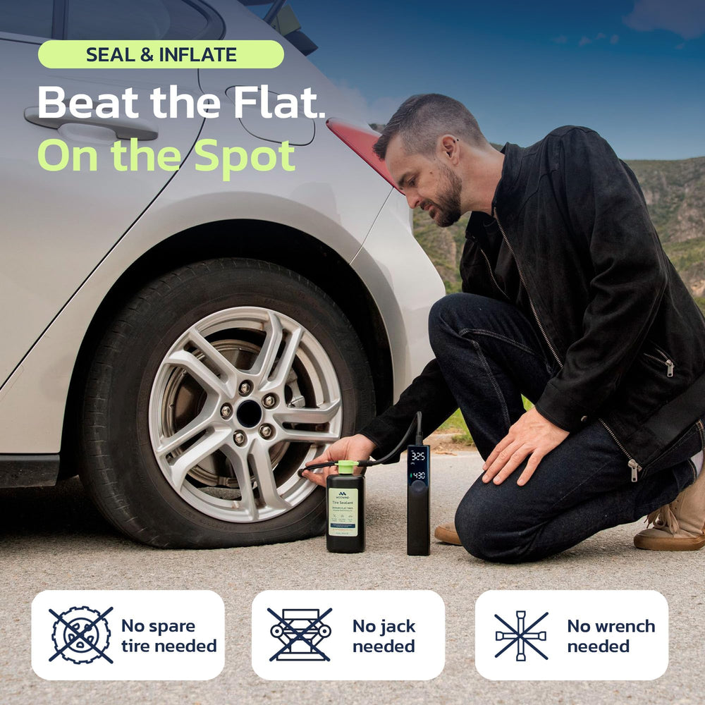 Woowind valve-through design applies sealant through the valve for easy puncture repair.