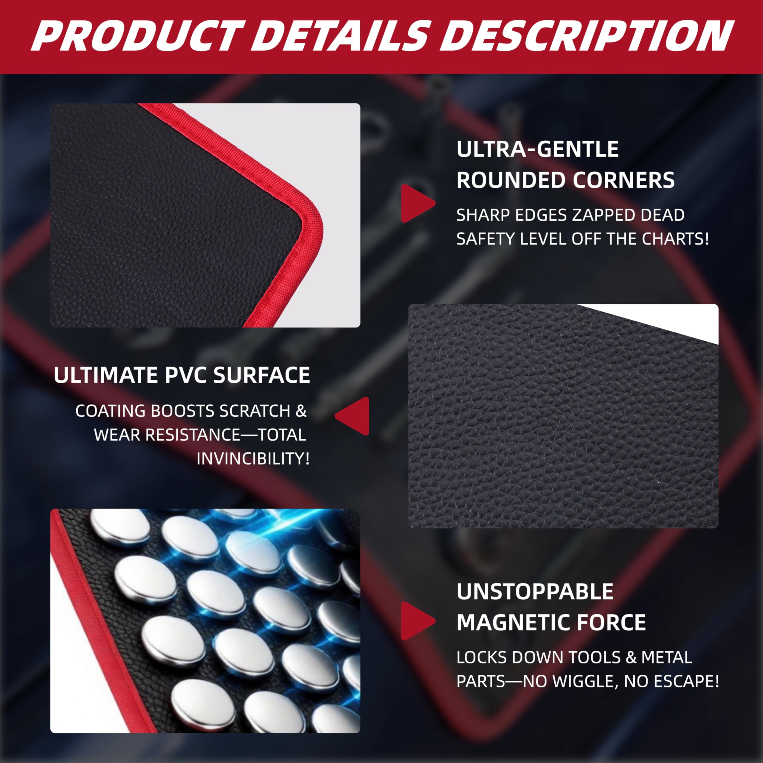 WOPYULU magnetic tool pad 12.7 by 9.6 inches provides versatile workspace.