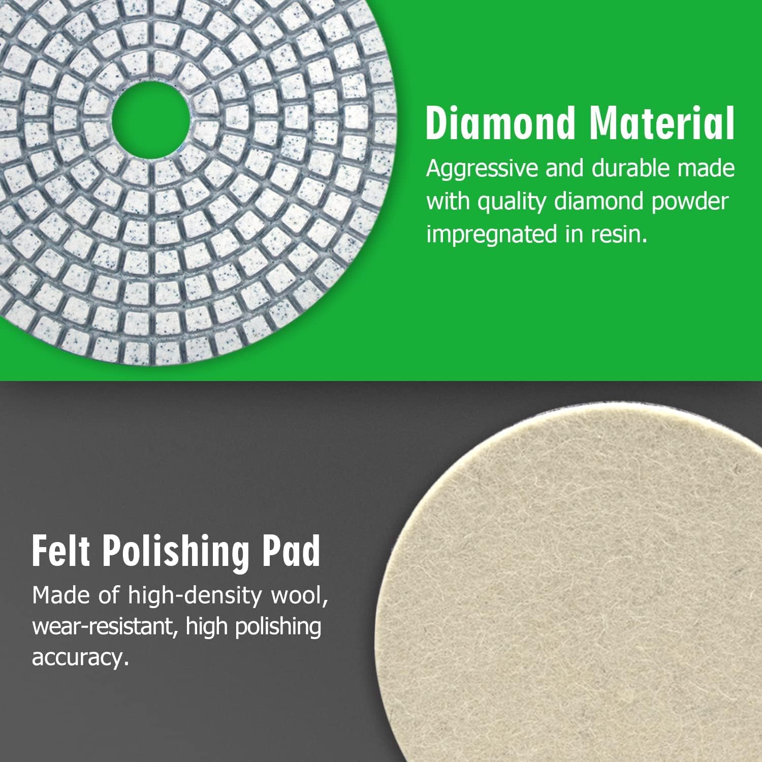 WORKEASE edge polishing on granite and marble for refined results.