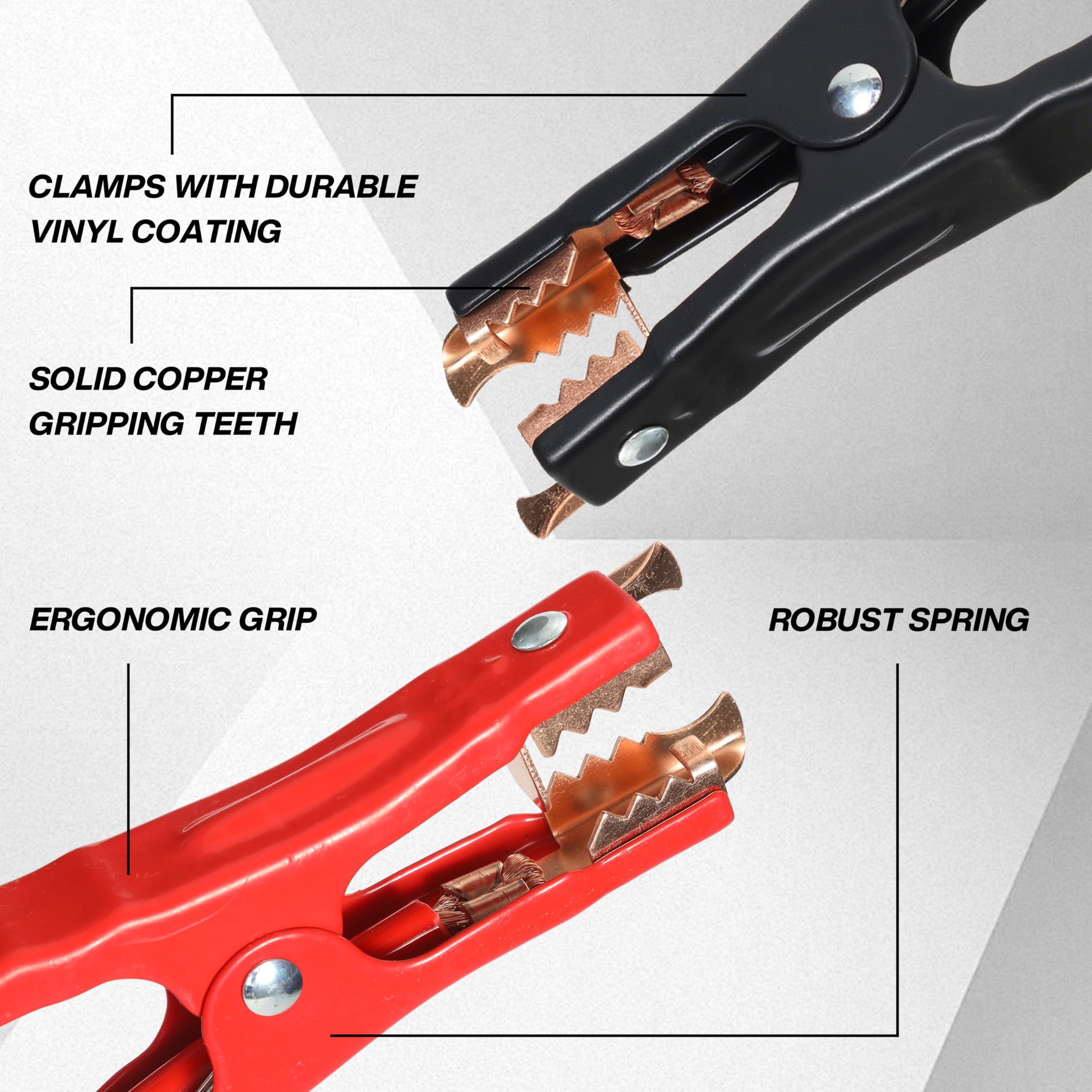 WORKKOOL heavy-duty clamps with thick insulation ensure safe operation.