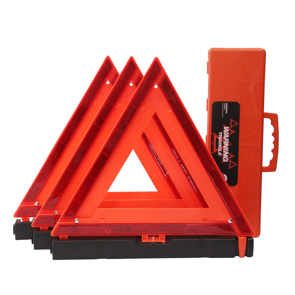 WORKKOOL Safety Triangle with storage bag for easy trunk organization and quick access.