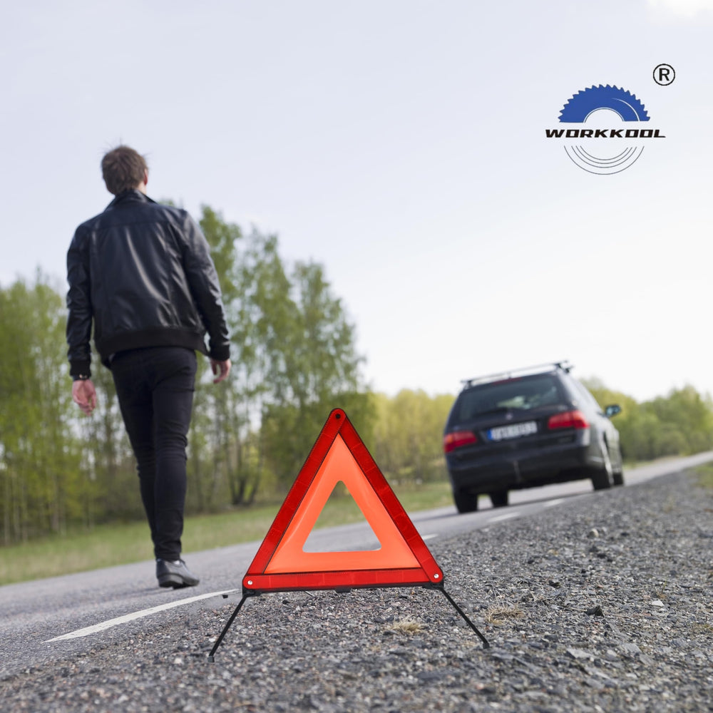 WORKKOOL dual-reflective triangle sides enhance visibility day and night.