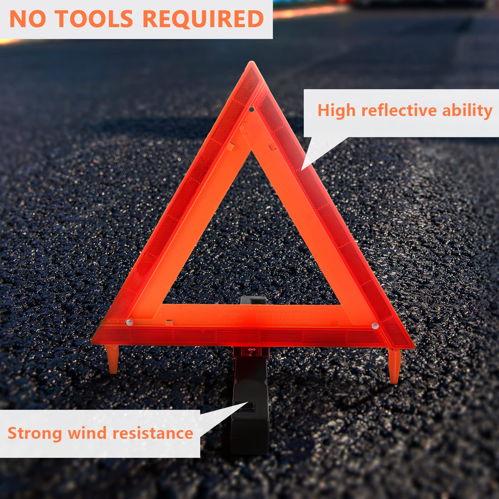 WORKKOOL Triangle compatible with cars, trucks, motorcycles, and RVs for roadside signaling.