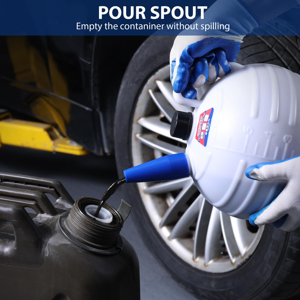 WORKPRO wide base and spout for stable, mess-free pouring