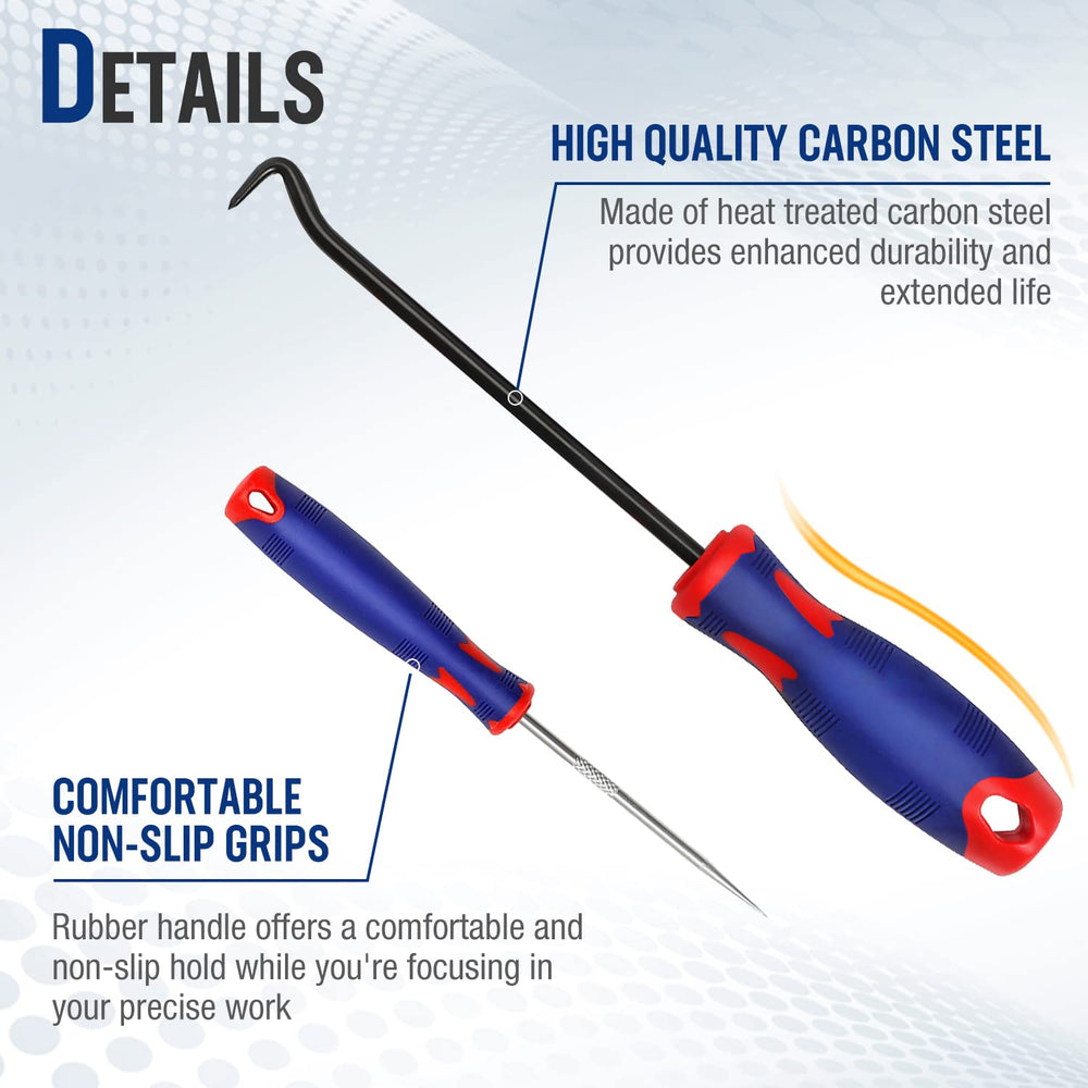 WORKPRO nine-piece precision long hooks 45 degree angle for deep reach.