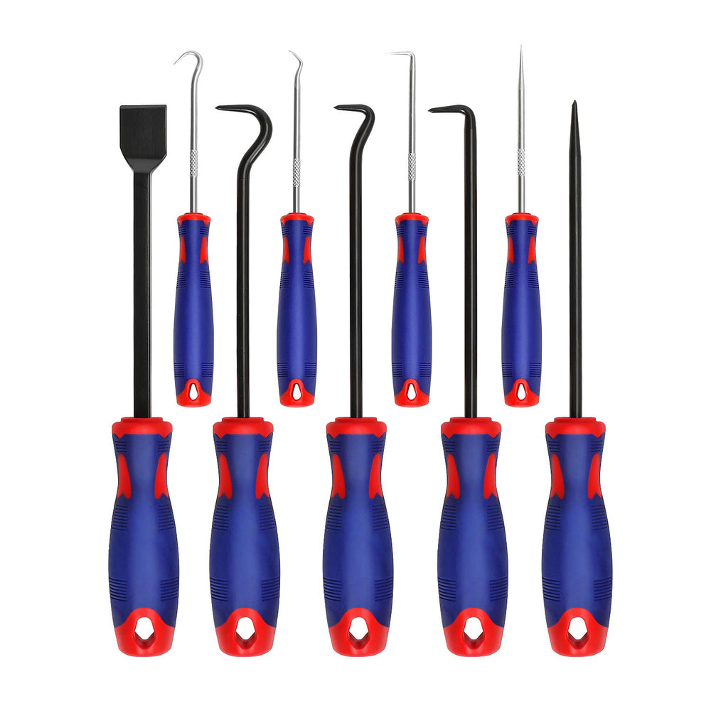 WORKPRO nine-piece precision mini hooks 45 degree angle for tight spaces.