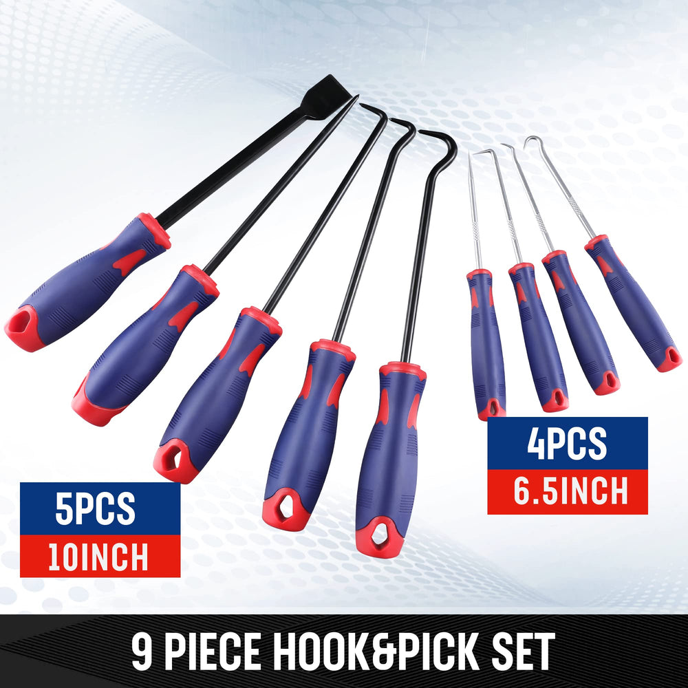 WORKPRO nine-piece precision mini hooks 90 degree angle for small parts.
