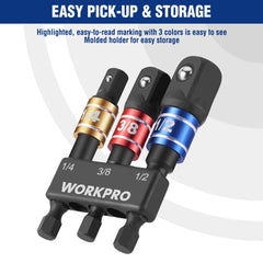 WORKPRO adapter attached to an impact driver showing high-torque compatibility benefit
