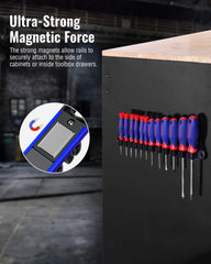 WorkPro aluminum rail tool holder securely supports tools.