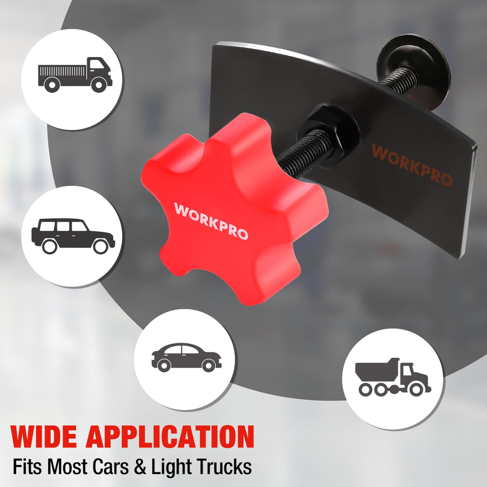 WORKPRO tool in use compressing piston speeds up brake pad changes
