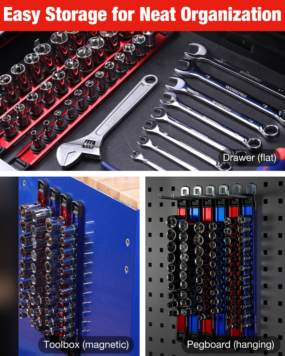 WORKPRO compatible with 1/4, 3/8, and 1/2 inch sockets