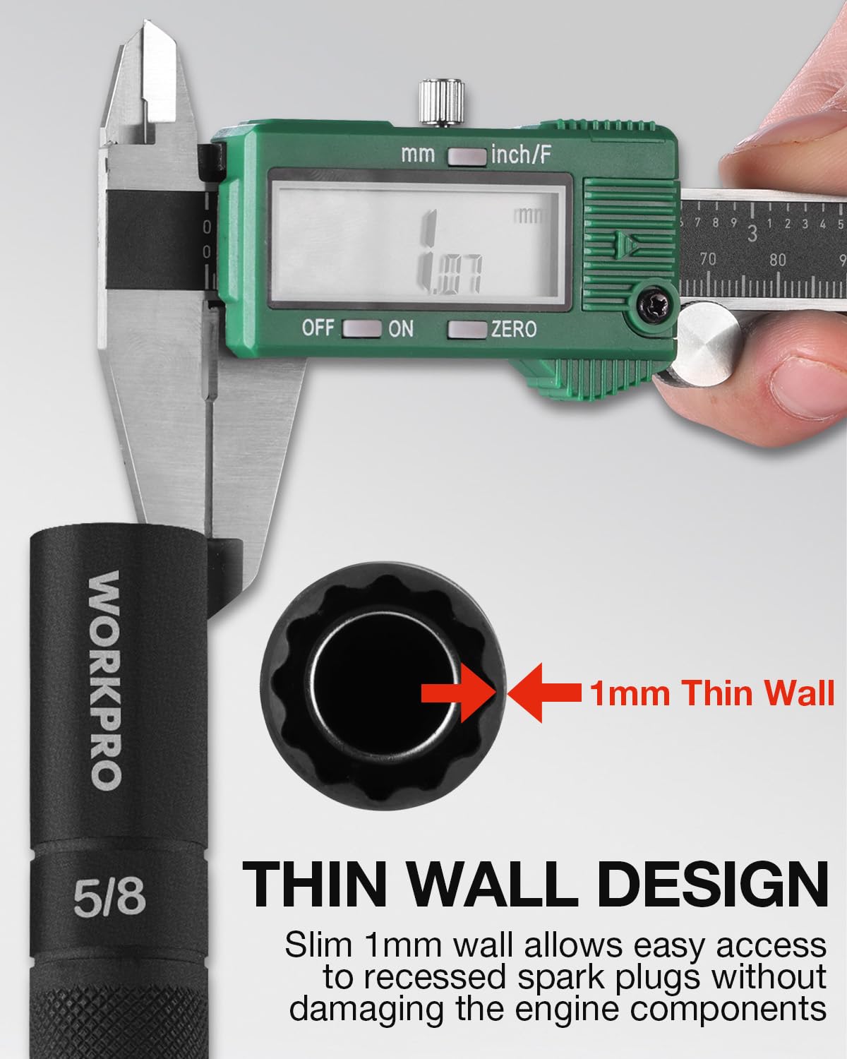 WORKPRO extension sockets 4-inch, 6-inch, 11-inch widen access to deep plugs