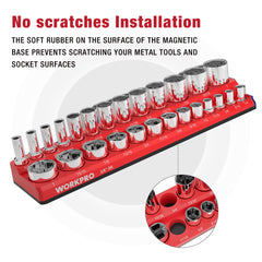 WORKPRO labels on each slot simplify finding the right socket quickly