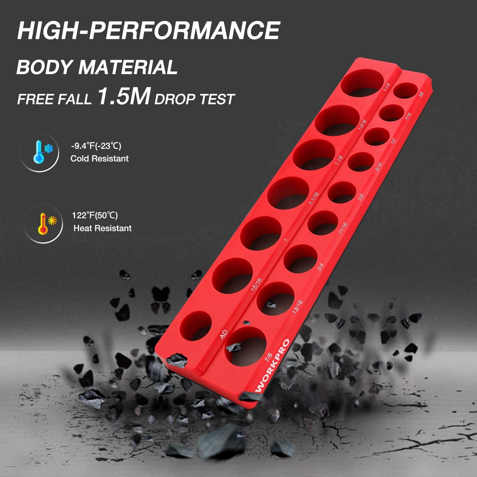 WORKPRO magnet base with rubber bottom prevents slips and scratches.