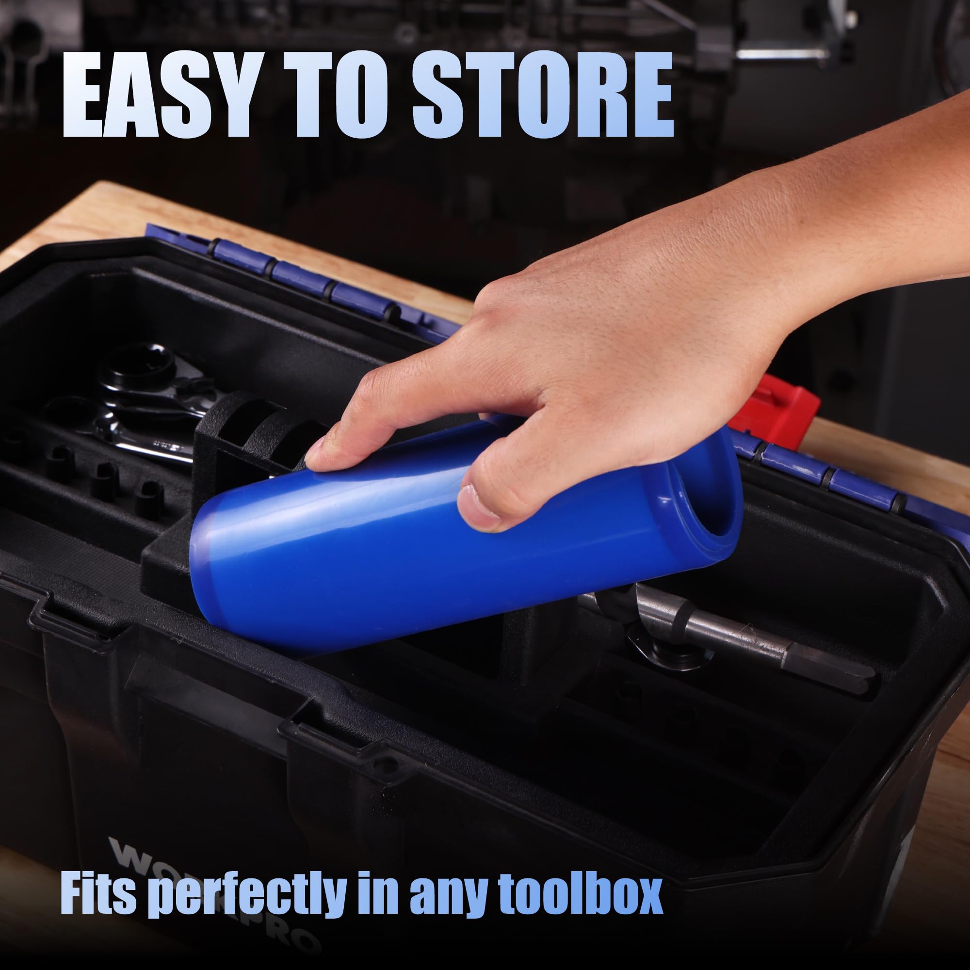 WORKPRO Oil Funnel minimizes spills for cleaner garages and faster maintenance.